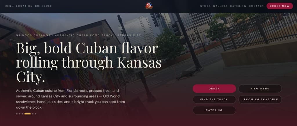 Gringos Cubanos — client food truck site with ordering, menu, and Kansas City branding